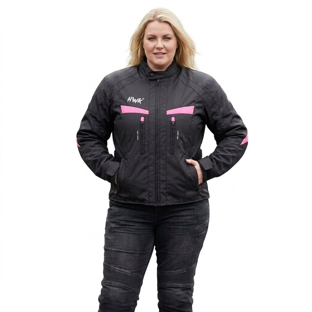 NEW HWK Women's 4XL Motorcycle Jacket Hi Vis Removeable Thermal Liner Black